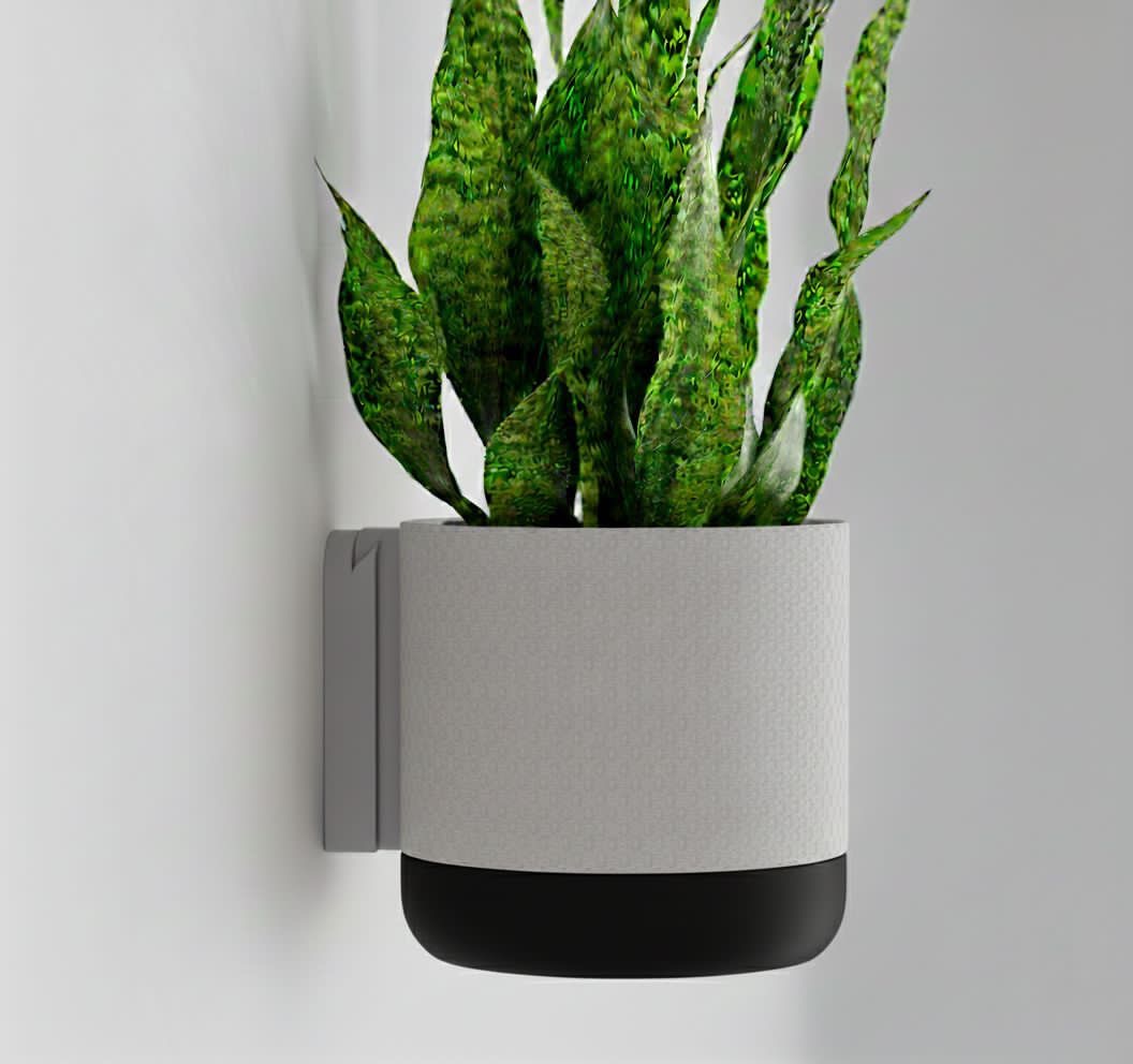 Vaso da parete "Honey" Grigio con base nera