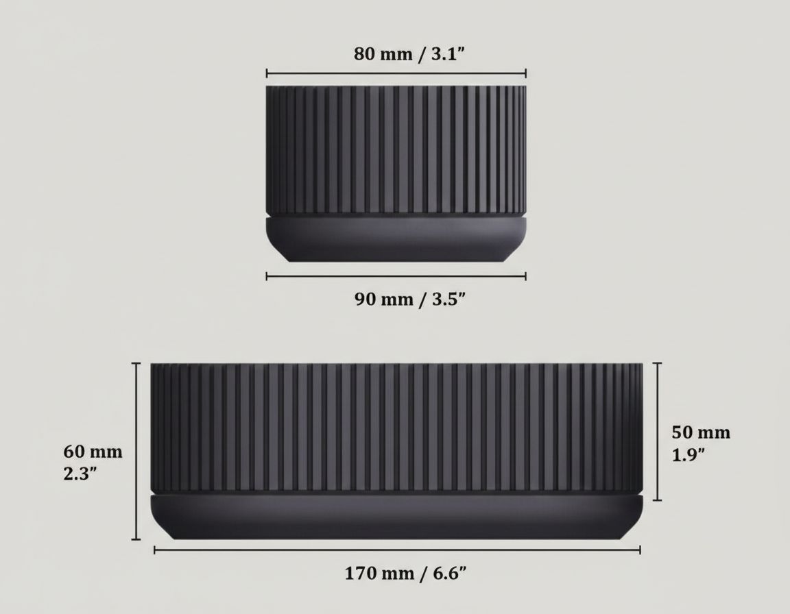 Vaso da tavolo "Oval" Nero con base grigia