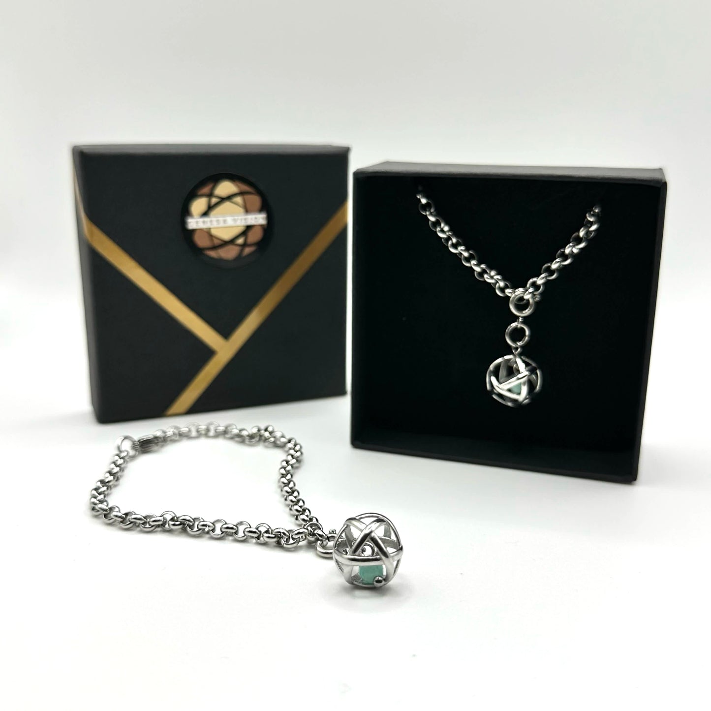 Bracciale in acciaio con Genesa Crystal e Amazzonite