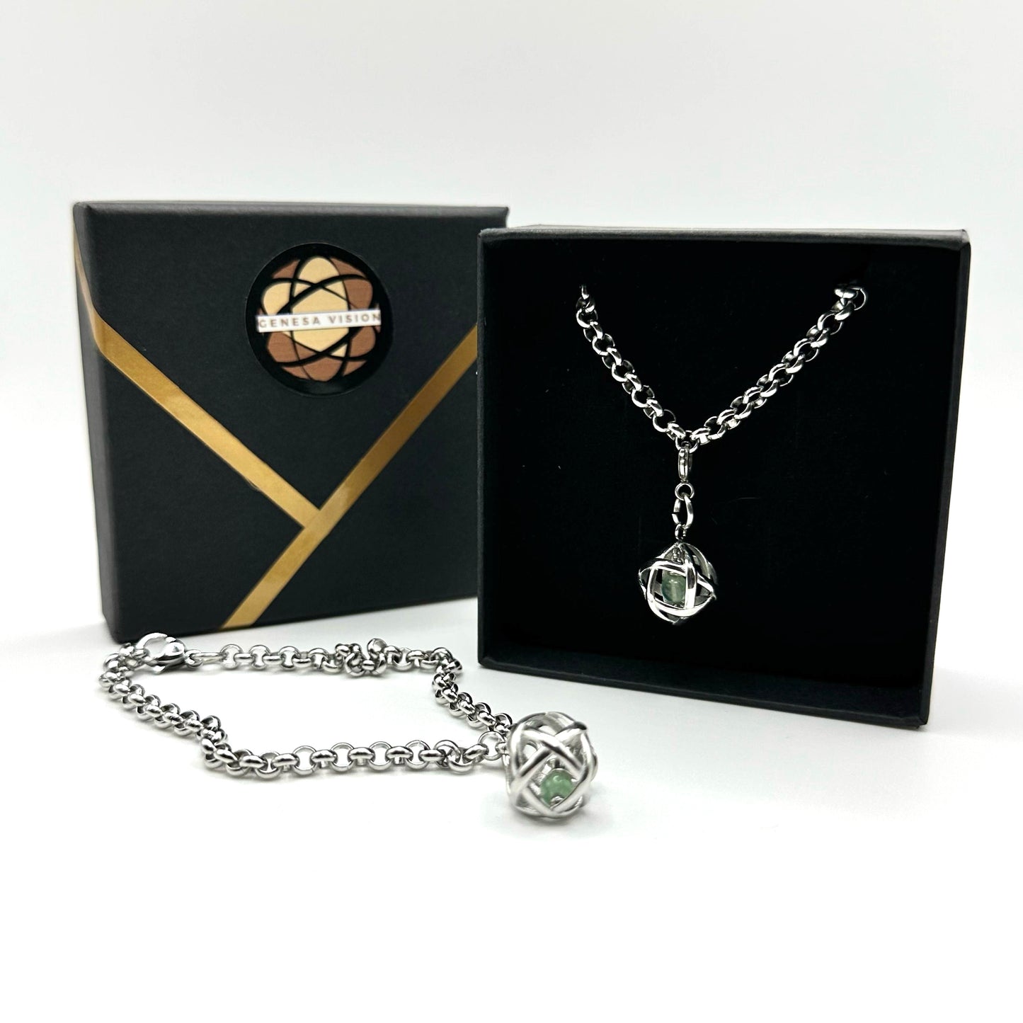 Bracciale in acciaio con Genesa Crystal e Avventurina