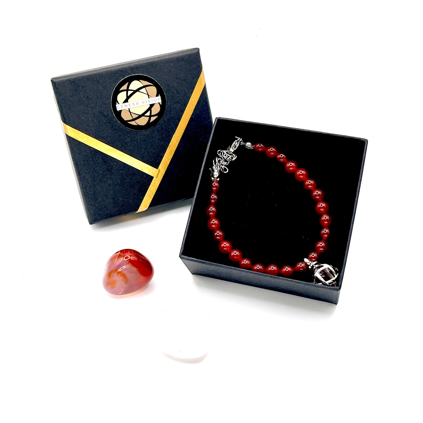 Bracciale Corniola con Genesa Cristallo di Rocca