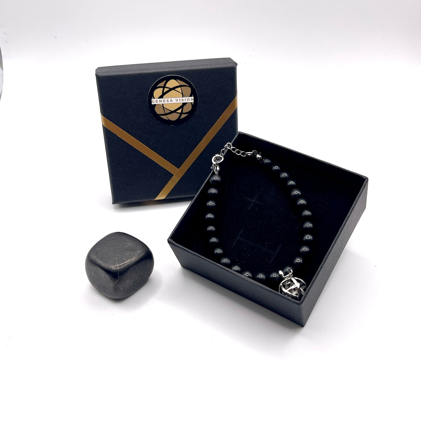 Bracciale Shungite con Genesa Crystal Cristallo di Rocca