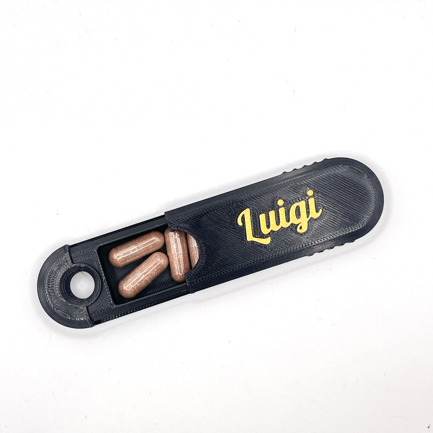 Portacapsule/Porta pillole portachiavi personalizzato Nero e Oro