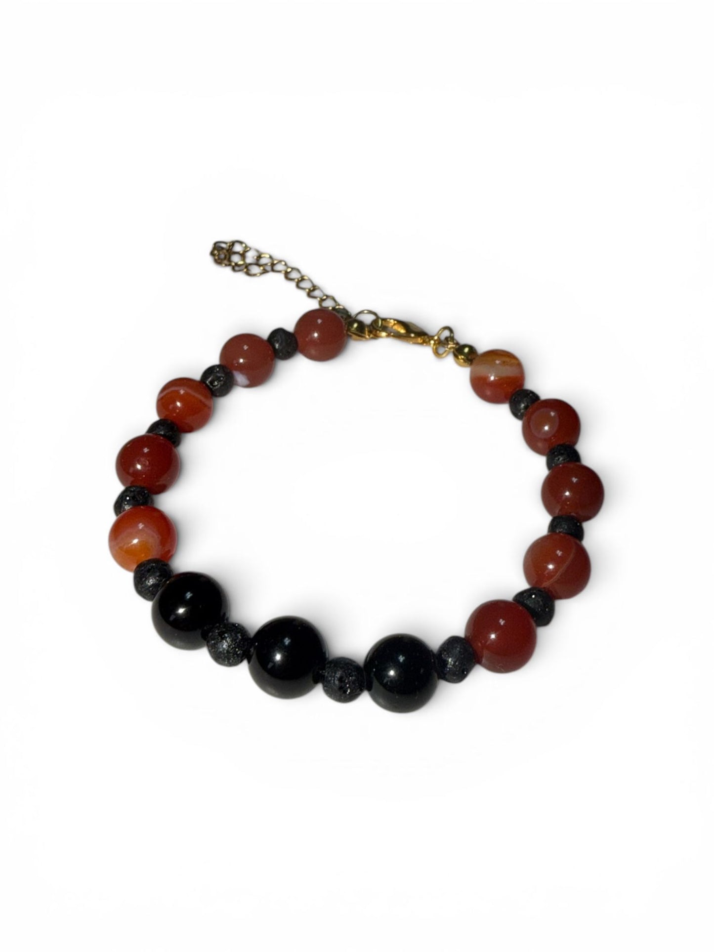 Bracciale con cristalli Corniola e Onice nero