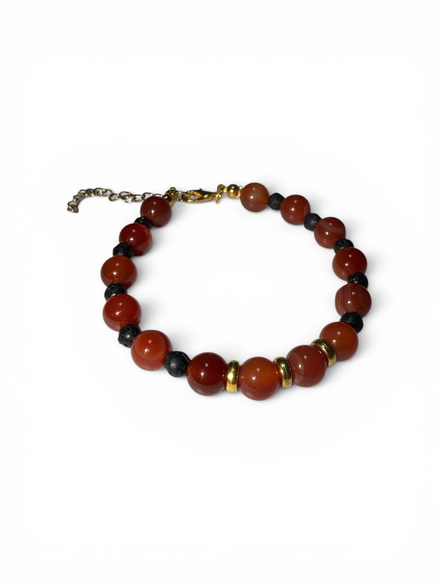 Bracciale con cristalli Corniola e Pietra Lavica