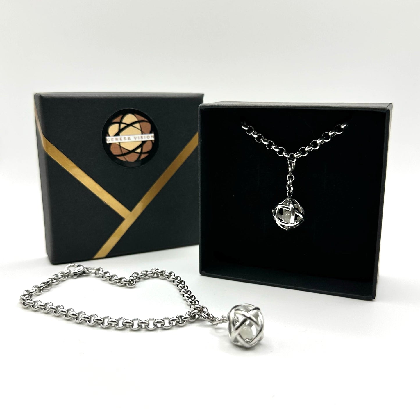 bracciale in acciaio con Genesa Crystal e Pietra di Luna