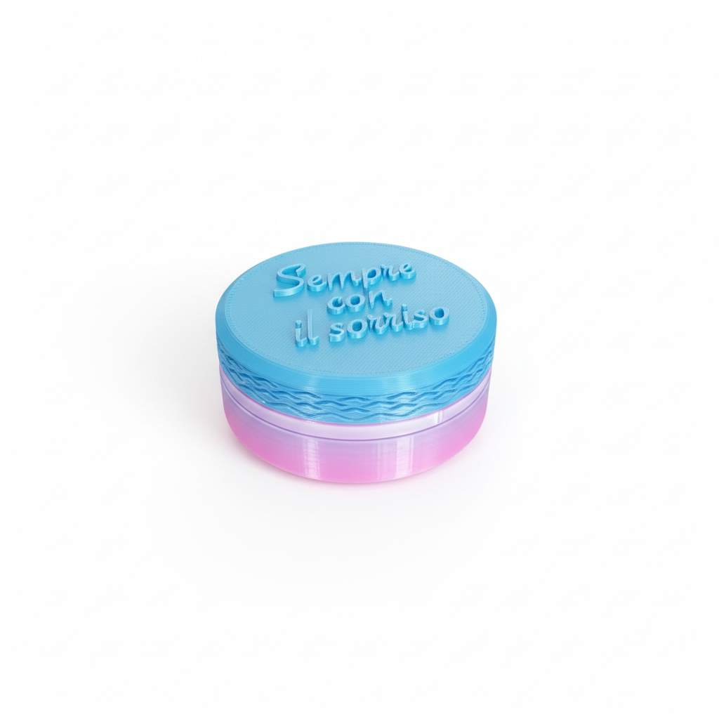 Portapillole Rotondo Dual Color "Sempre con il sorriso" – Pezzo Unico Modello B11