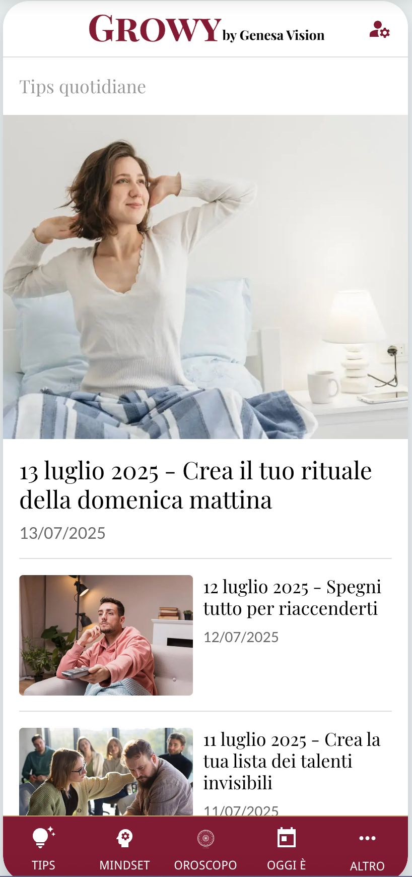 APP "GROWY: motivazione quotidiana"