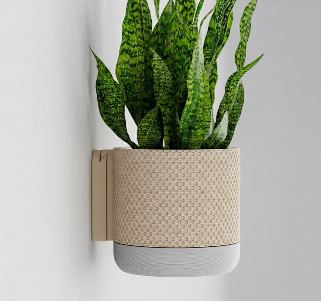 Vaso da parete "Honey" Beige con base grigia