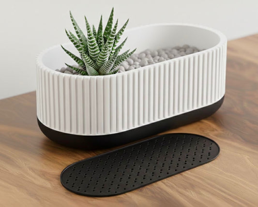 Vaso da tavolo "Oval" Bianco con base nera