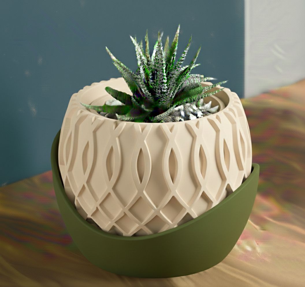 Vaso da tavolo "Nexus" Beige con base verde