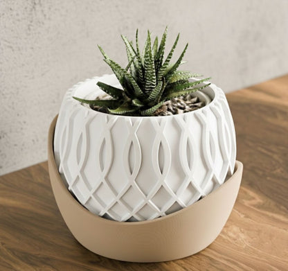 Vaso da tavolo "Nexus" Bianco con base beige