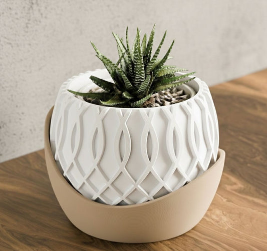 Vaso da tavolo "Nexus" Bianco con base beige