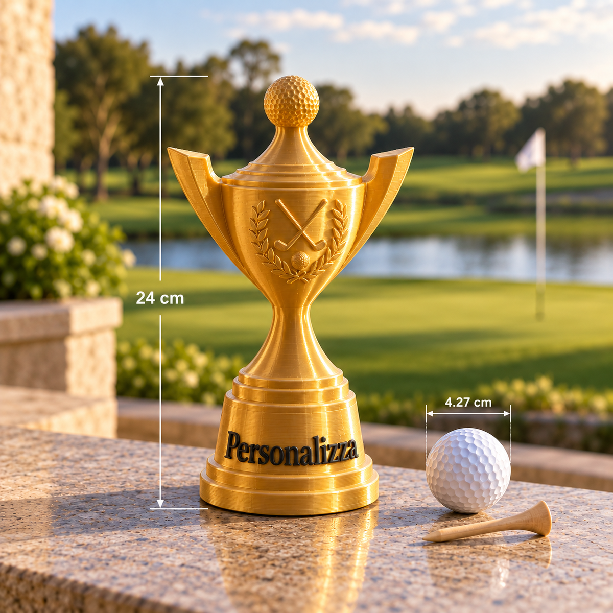 Trofeo Coppa Golf 24 cm Silk Gold – Personalizzabile