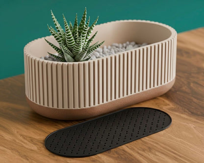 Vaso da tavolo "Oval" Beige con base marrone