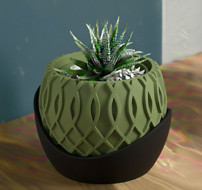 Vaso da tavolo "Nexus" Verde con base nera