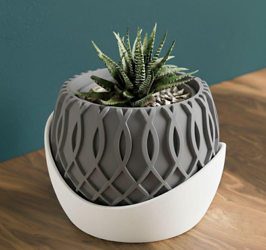 Vaso da tavolo "Nexus" Grigio con base bianca