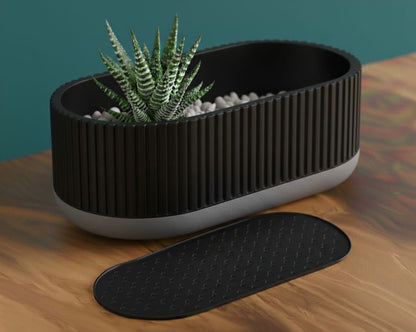 Vaso da tavolo "Oval" Nero con base grigia