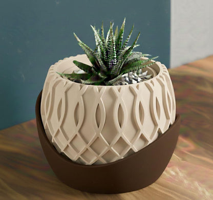 Vaso da tavolo "Nexus" Beige con base marrone