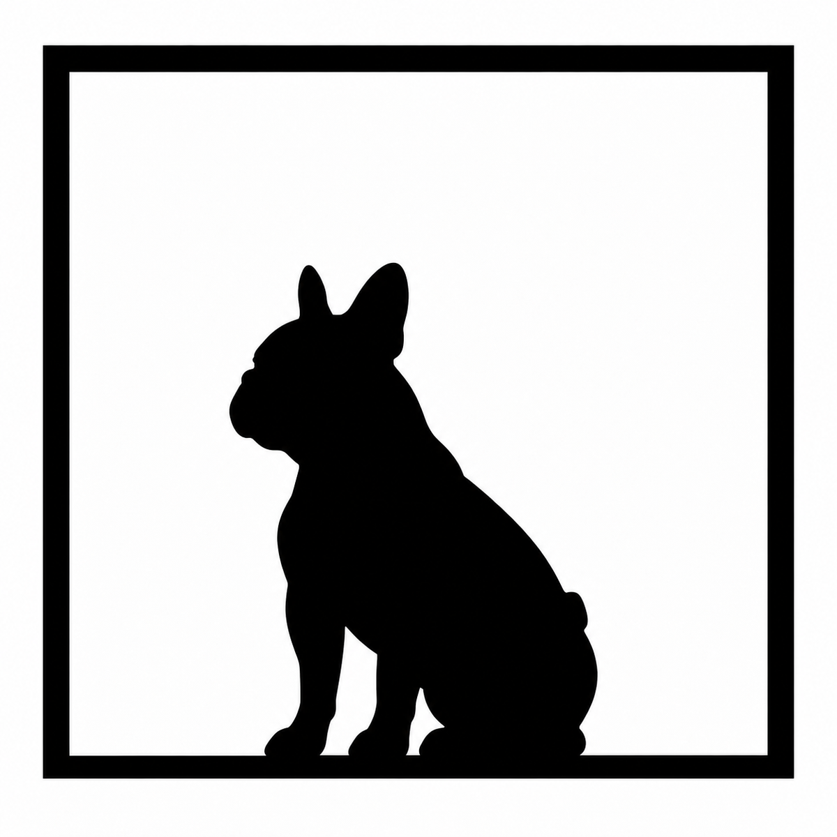 Quadretto nero con sagoma di Bulldog Francese