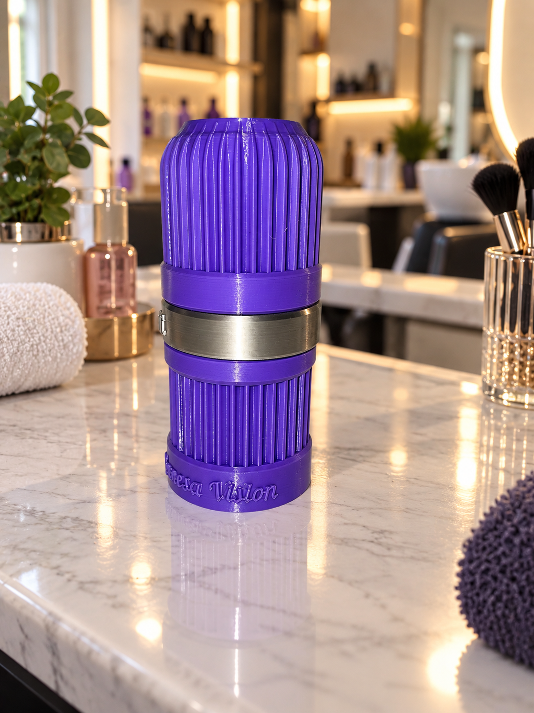 Porta gocce Lavanda con anello Silver Silk e scritta bianca, chiuso