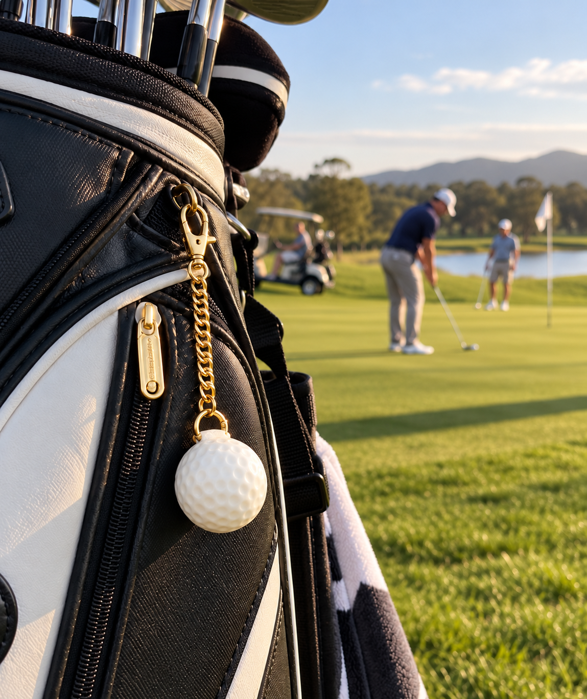 Charm Pallina da Golf Apribile con Cristallo Naturale – Catenella Dorata