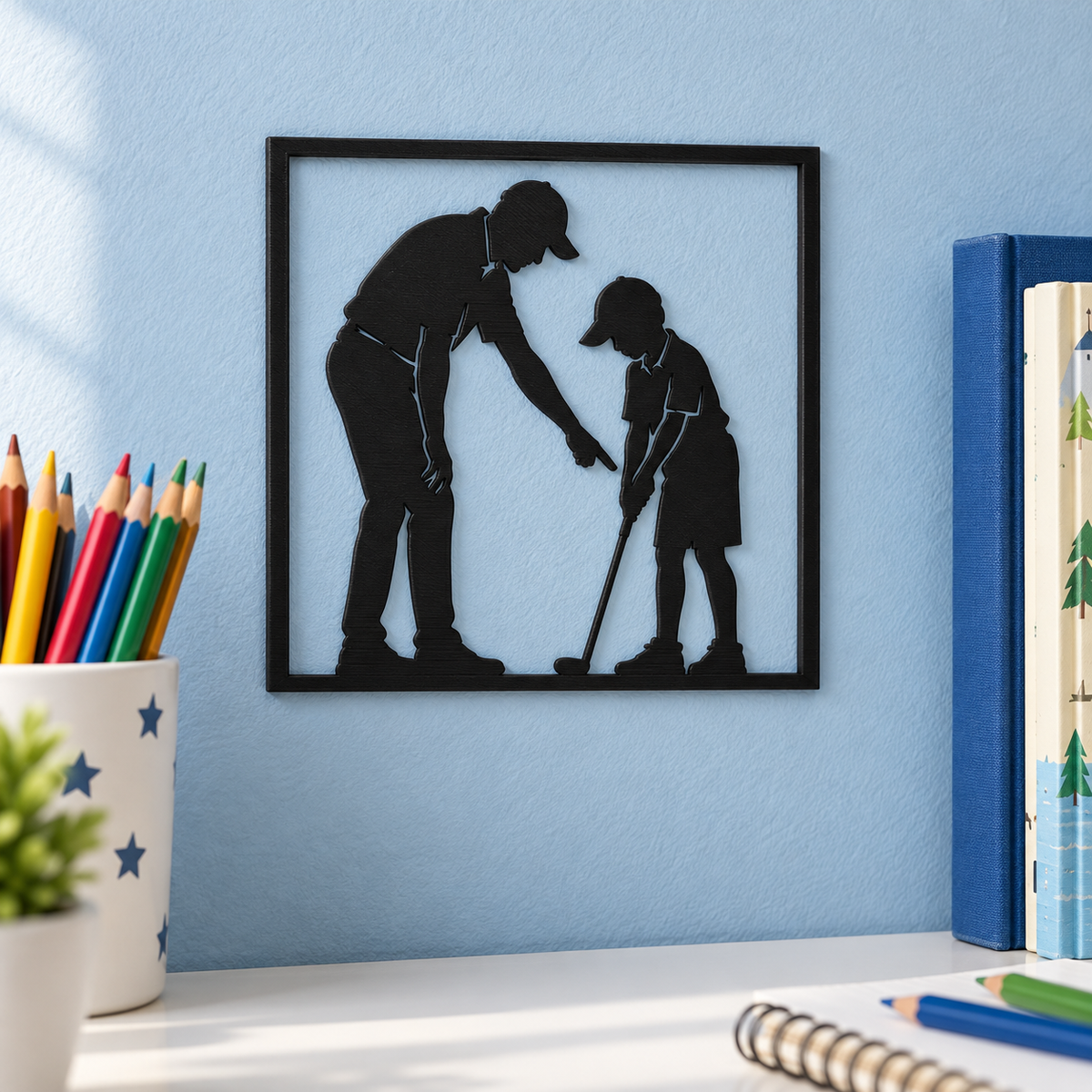 Quadretto da parete Golf Papà e Figlio 15 × 13,8 cm