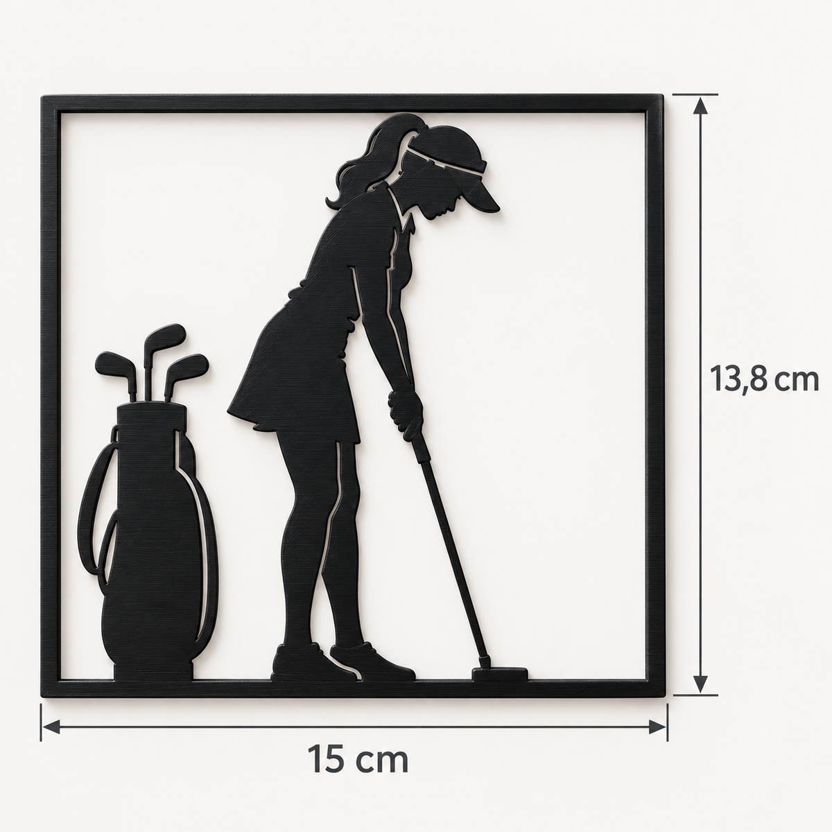 Quadretto da parete Golfista Donna al Putt 15 × 13,8 cm