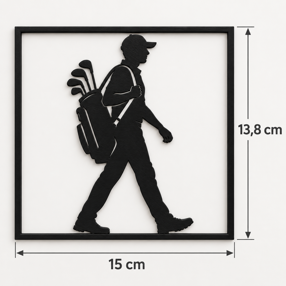 Quadretto da parete Golfista con sacca 15 × 13,8 cm