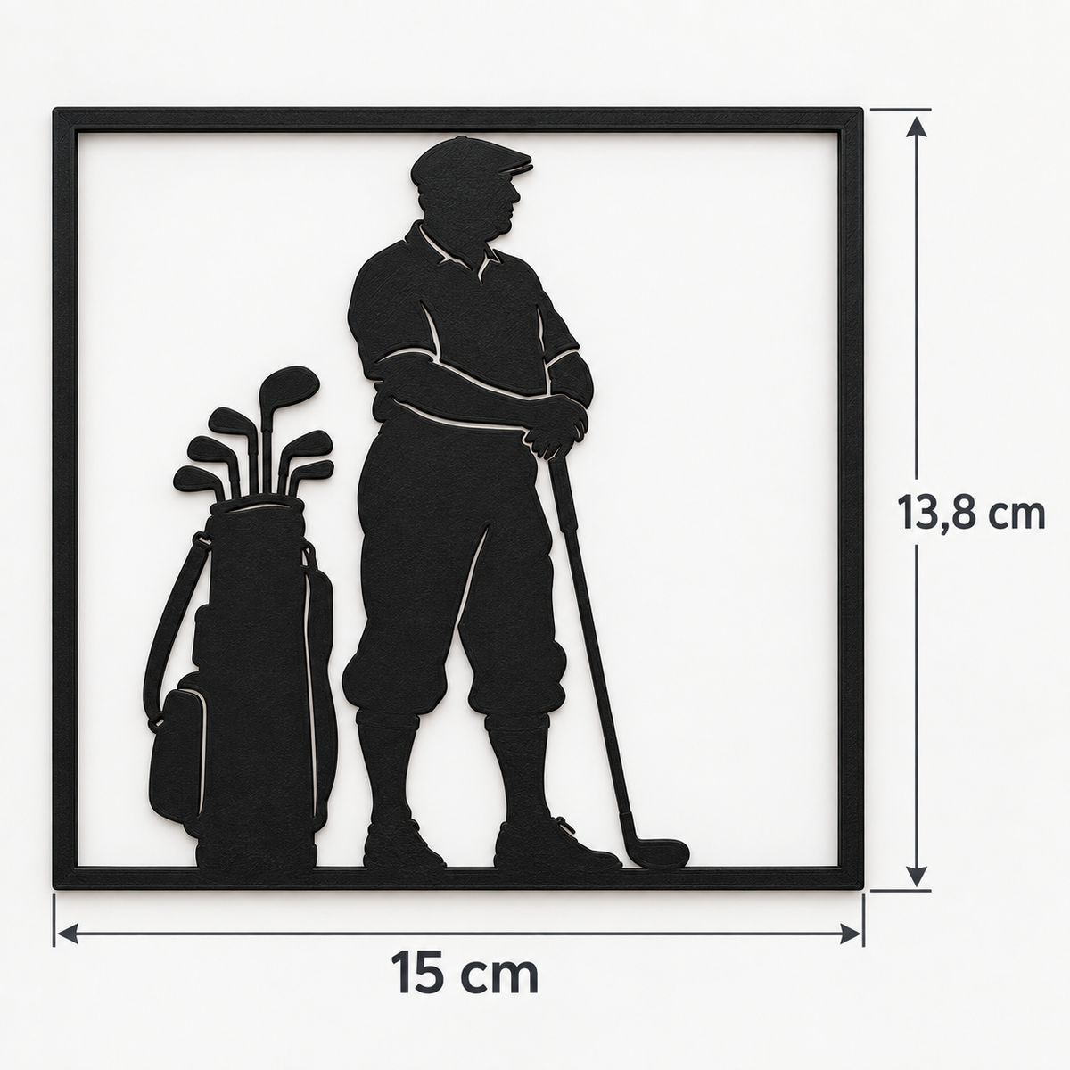 Quadretto da parete Golfista Classico con Sacca 15 × 13,8 cm