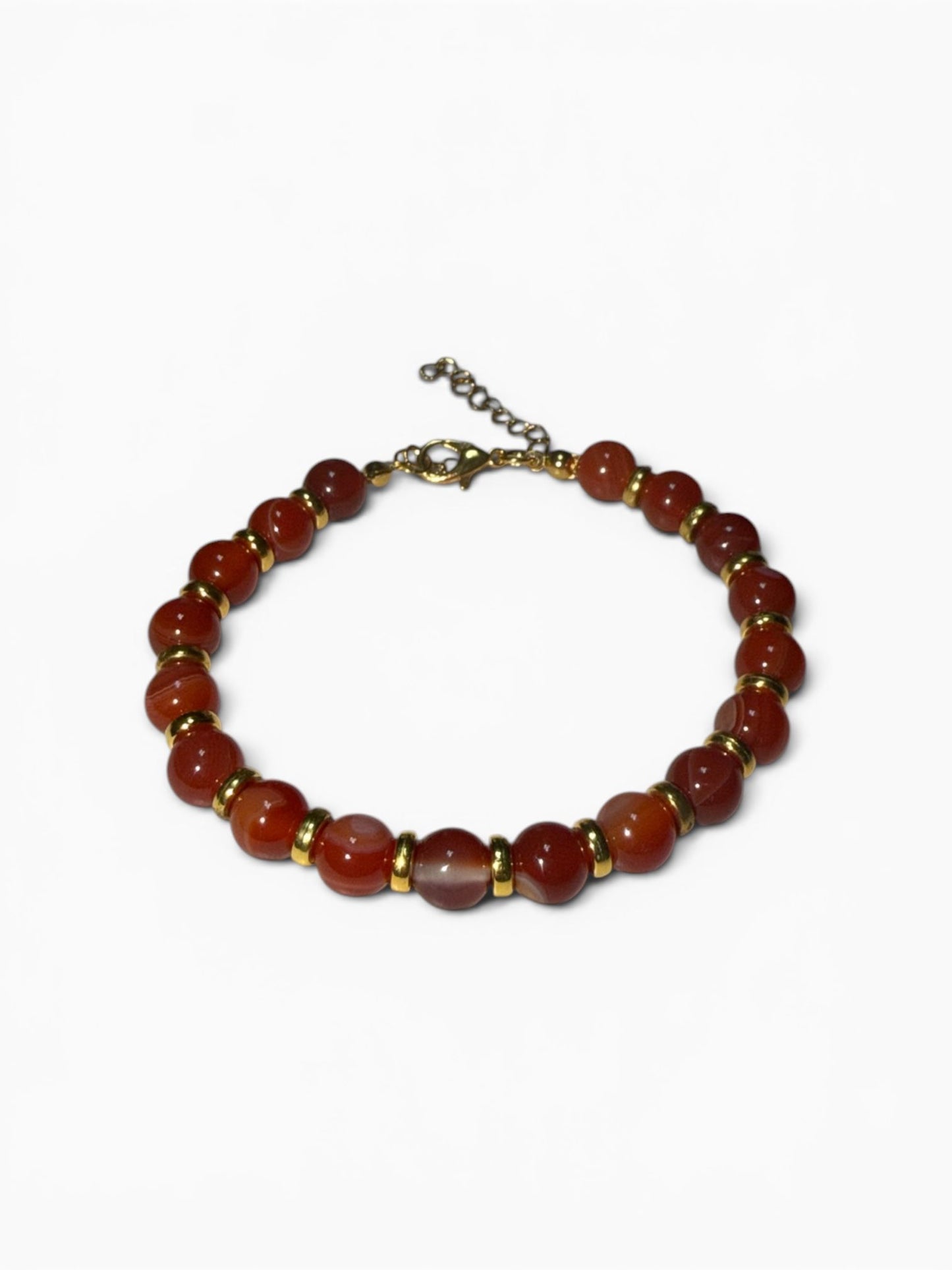 Bracciale con cristalli Corniola 6 mm con separatori dorati