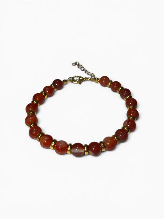 Bracciale con cristalli Corniola 6 mm con separatori dorati