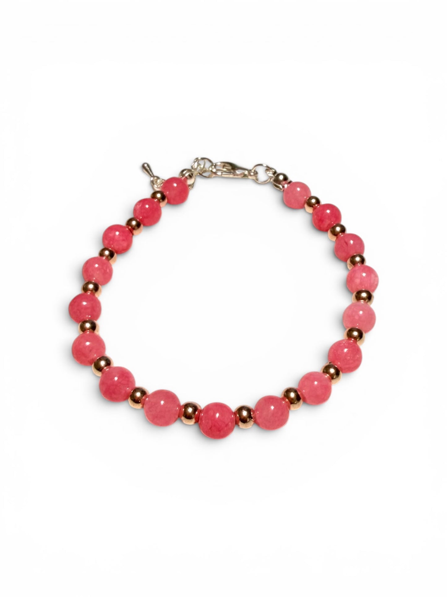 Bracciale in Rodocrosite Naturale 6mm | Distanziatori Oro Rosé