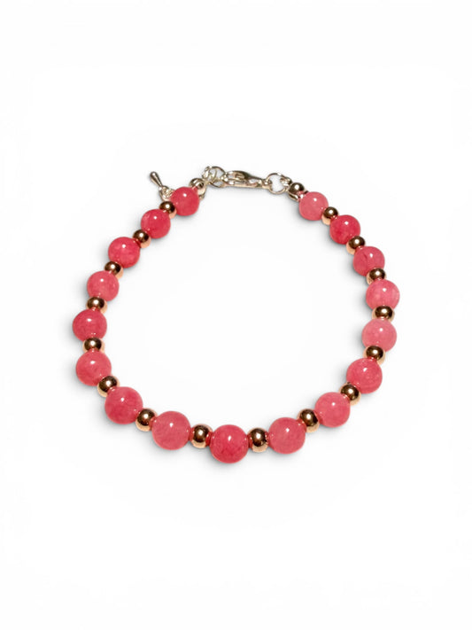 Bracciale in Rodocrosite Naturale 6mm | Distanziatori Oro Rosé