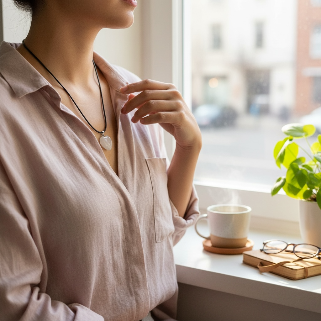 ✨ Collana con ciondolo Cuore in Quarzo Ialino – 2 cm