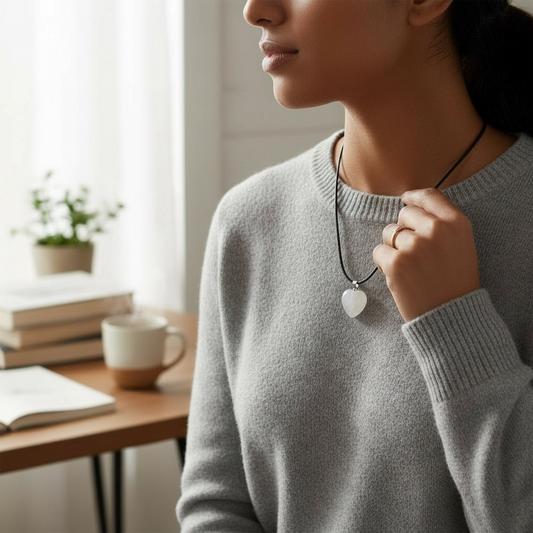 ✨ Collana con ciondolo Cuore in Quarzo Ialino – 2 cm