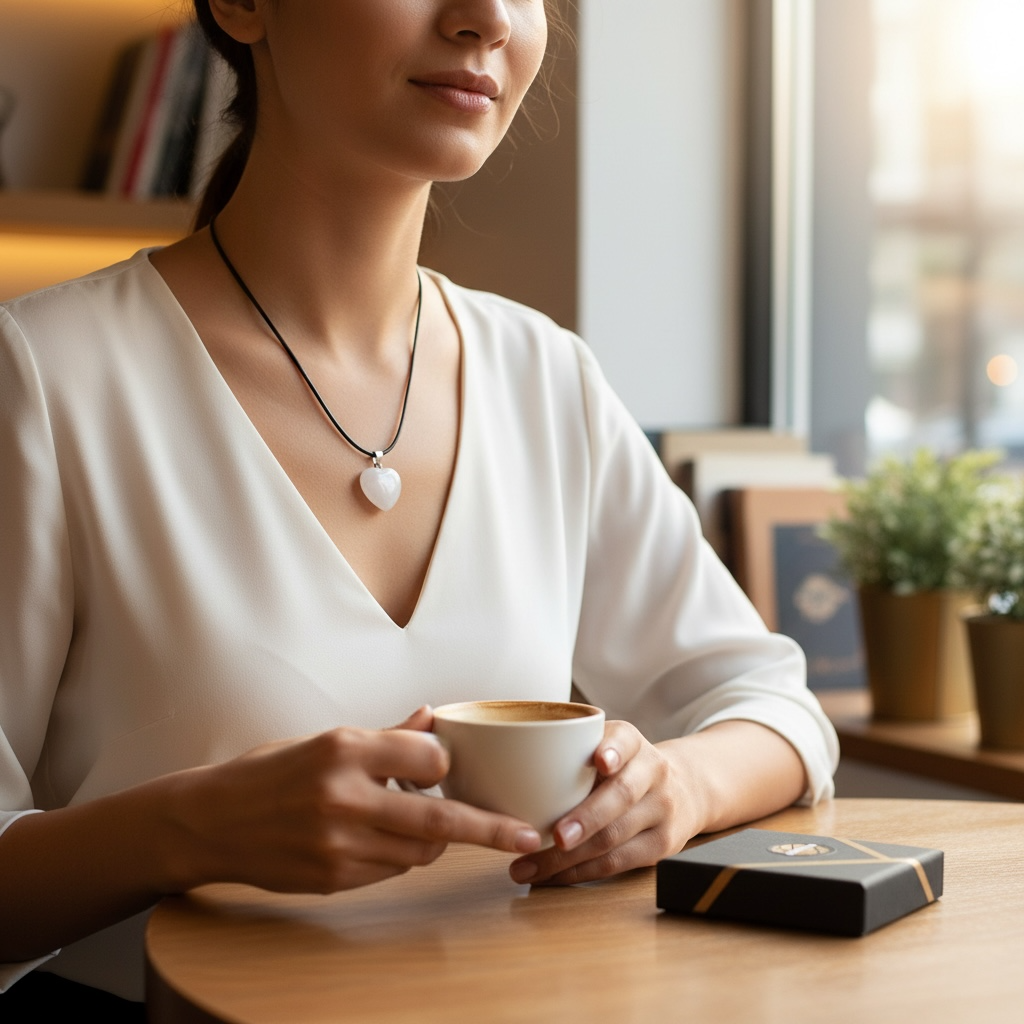 ✨ Collana con ciondolo Cuore in Quarzo Ialino – 2 cm
