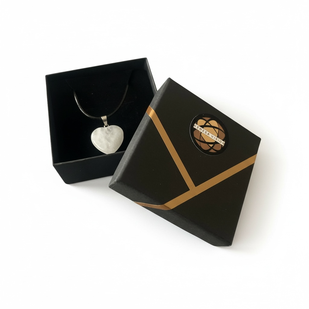 ✨ Collana con ciondolo Cuore in Quarzo Ialino – 2 cm