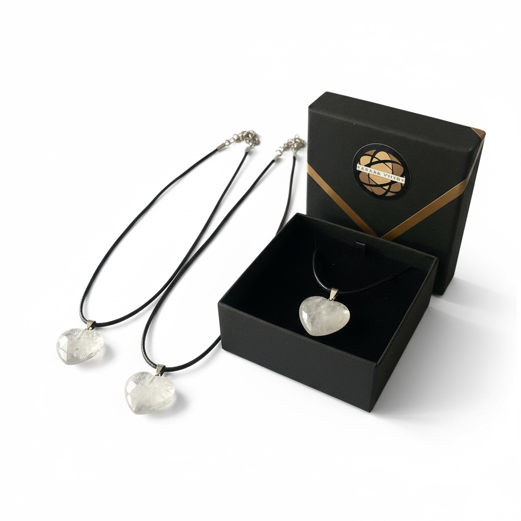 ✨ Collana con ciondolo Cuore in Quarzo Ialino – 2 cm