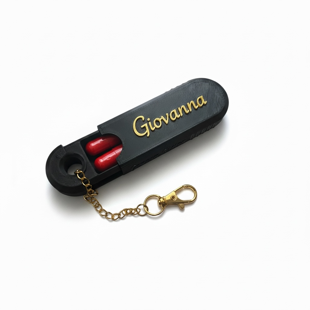 portapillole portachiavi personalizzato nero dorato