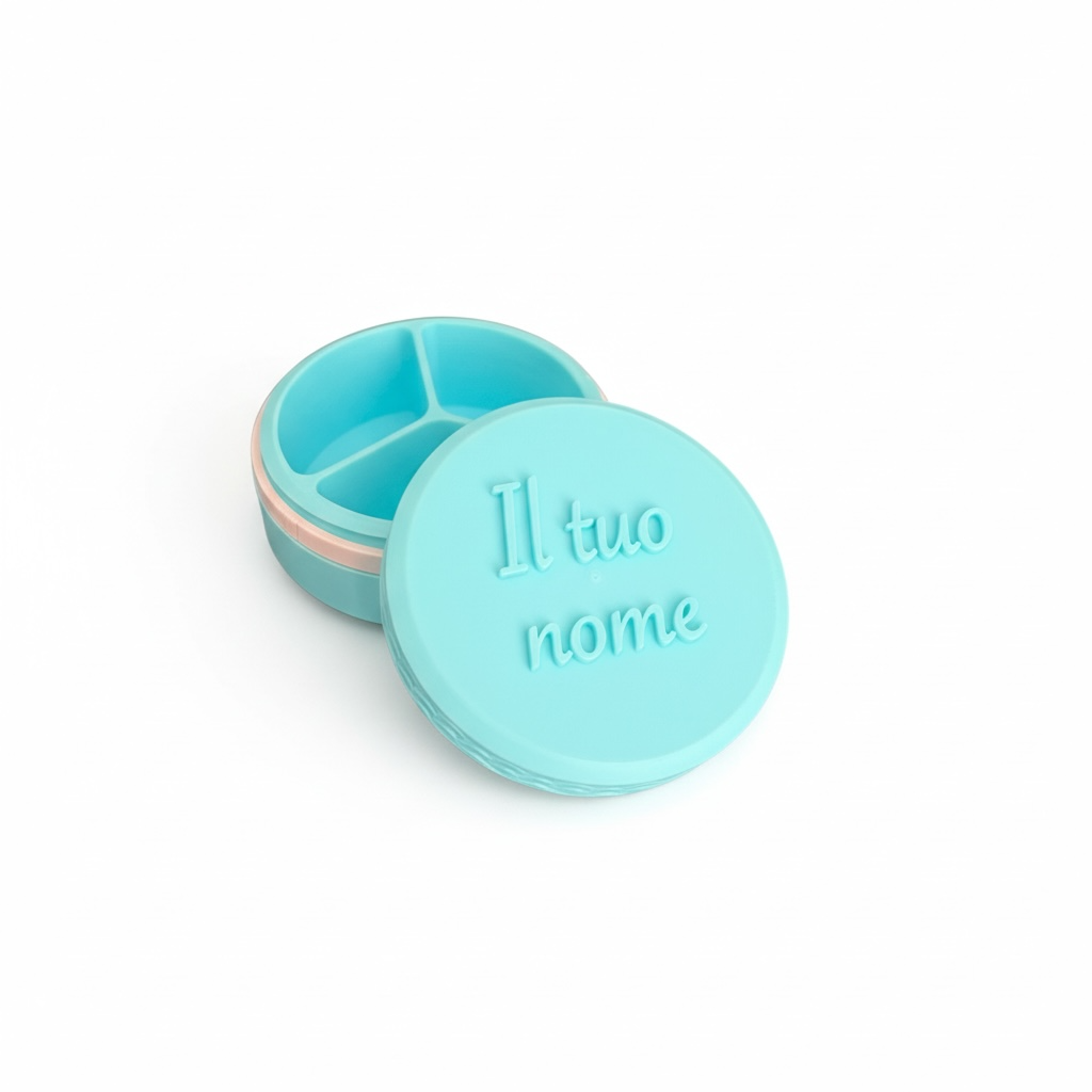 Portapillole Rotondo Azzurro personalizzato