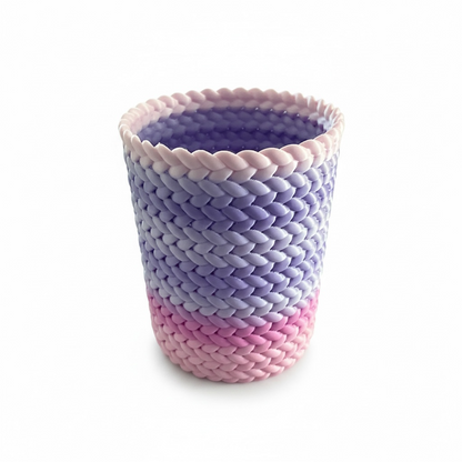 Portapenne Rattan Rosa e Lilla Dual Color Personalizzabile