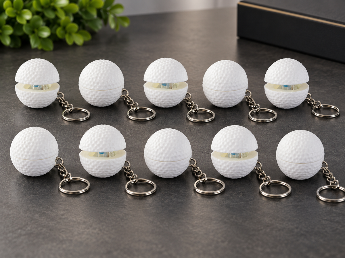 Pack da 10 fidget golf clicker con palline bianche e catenelle color alluminio