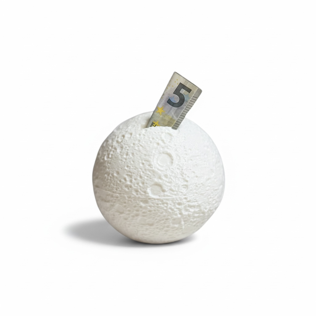 Salvadanaio Luna 3D con mappa Lunare Realistica