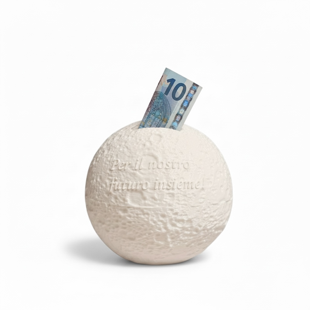 Salvadanaio Luna 3D con mappa Lunare Realistica