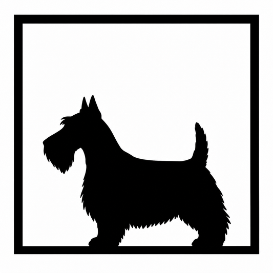 Quadretto con sagoma nera di Scottish Terrier
