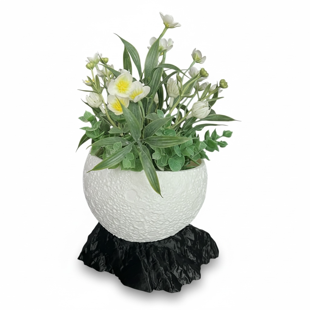 Vaso a Forma di Luna – Riproduzione Fedele della Superficie Lunare