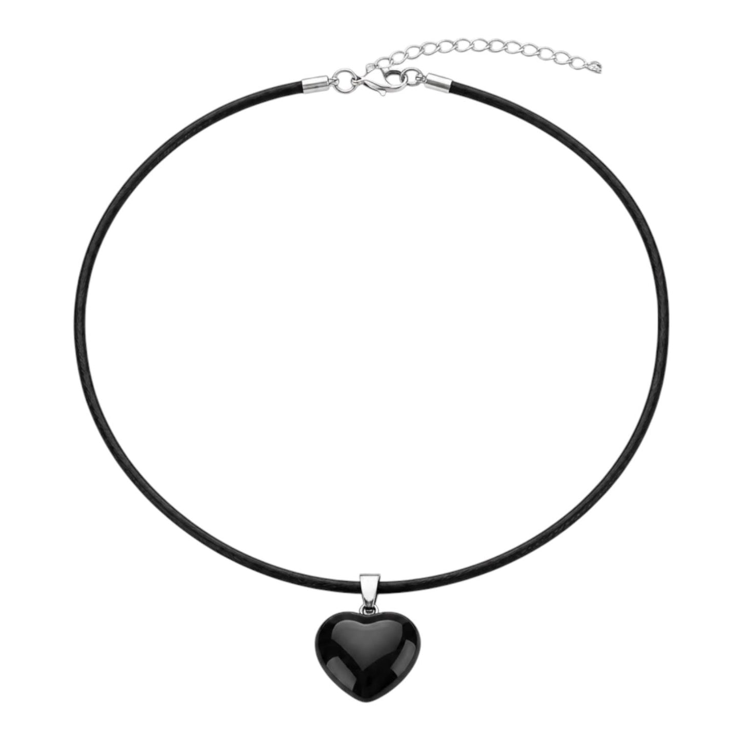 Collana con ciondolo Cuore in Onice nero – 2 cm