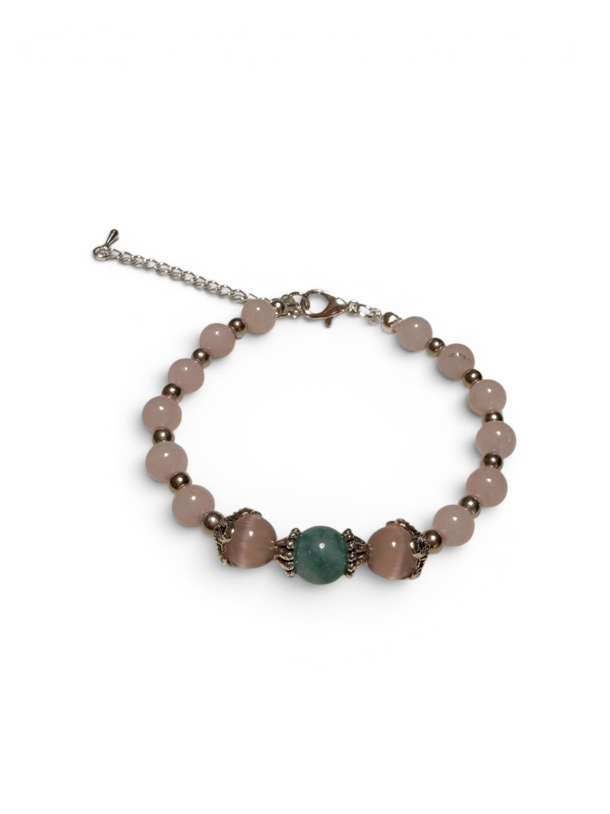 Bracciale in Pietre Naturali | Quarzo Rosa & Acquamarina