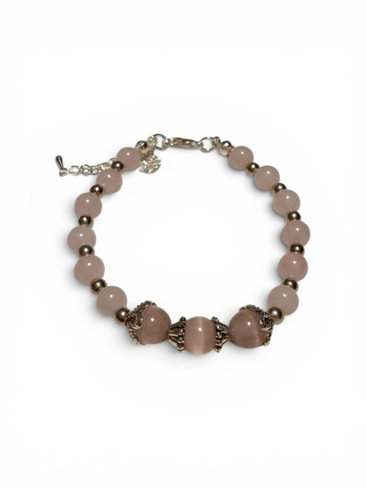 Bracciale in Pietre Naturali di Quarzo Rosa - 6mm e 8mm